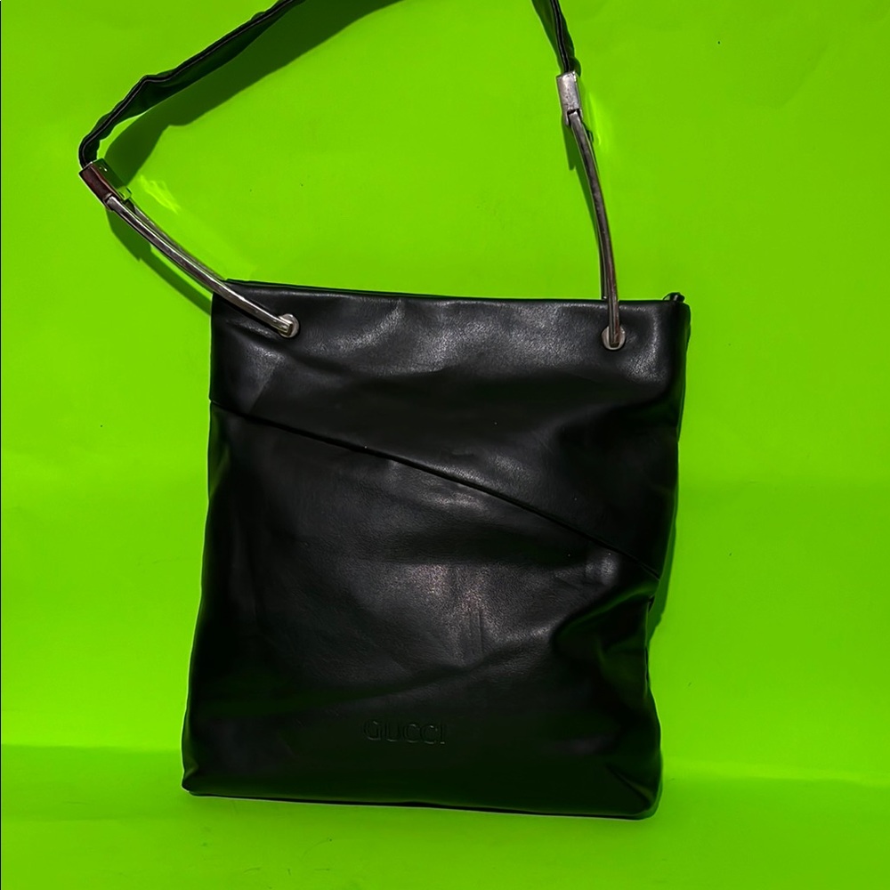 Gucci Black Leather Tote with Silver Handles - Picture 2 of 12